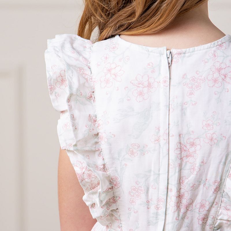 Hope & Henry Girls' Flutter Sleeve Smocked Flower Girl Dress, Kids, 5 of 9