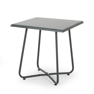 Outdoor/indoor square iron edge table 18", X-shaped leg support