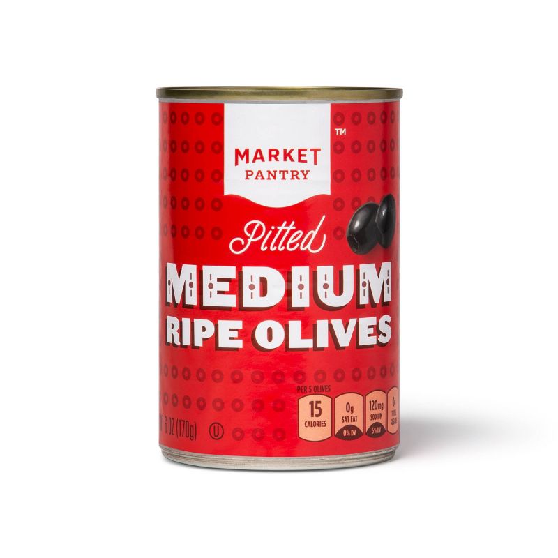 Medium Pitted Black Olives - 6oz - Market Pantry&#8482;, 1 of 3