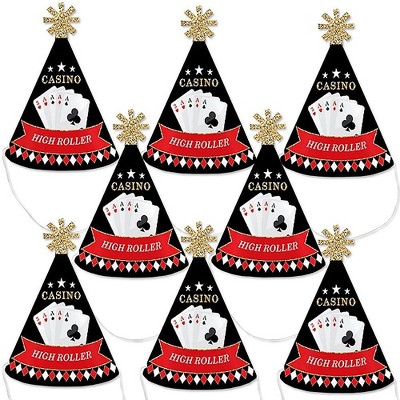 Big Dot of Happiness Las Vegas - Mini Cone Casino Party or Birthday Party Hats - Small Little Party Hats - Set of 8