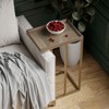 JIONJOY C-Shaped Sofa Table with Woven Metal Top - Farmhouse End Table for Living Room - 2 of 4