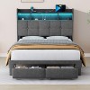 NicBex Full/Queen/King Upholstered Bed Frame with Storage Headboard and 2 Drawers,Platform Bed Frame with LED Light,Charging Station,Easy Assembly - 2 of 4