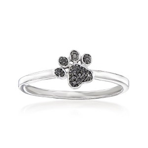 Ross-Simons Black Diamond-Accented Paw Print Ring in Sterling Silver - 1 of 4