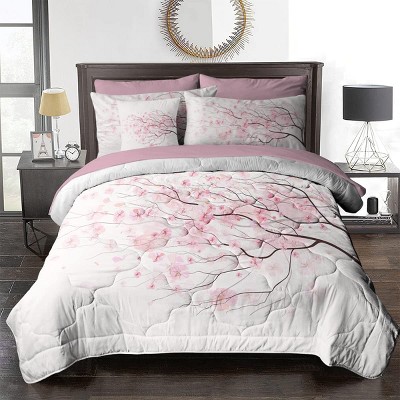 Boersma Spring Floral Comforter Set,8 Pieces Bed in a Bag,Lightweight Comforter Set for Twin Bed(Comforter, Sheets, Pillowcases, Shams&Cushion Cover)