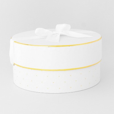 White and Gold Swiss Dot Large Round Box - Sugar Paper™ + Target