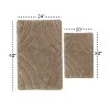 Knightsbridge Stylish And Comfortable Traditional Diamond Design 2 PC Cotton Bath Rug Set 20"x30" & 24"x40" Natural - 3 of 4