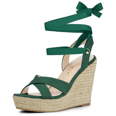 Green on sale sandals wedges