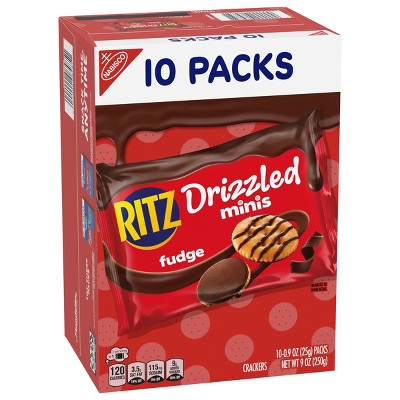RITZ Drizzled Minis Fudge Crackers Snack Pack Lunch Snacks - 9oz/10ct
