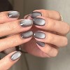 LOVELAY CREATIONS Grey Short Square Press-On Nails with Glitter Full Cover - 3 of 4