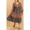 Women's V Neck Floral Print Midi Dress - umgee - 2 of 3