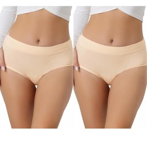 Allegra K Women's Breathable Cotton Comfortable Stretch 3 Layers High Waist Briefs 2 Packs - 1 of 4