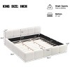 Upholstered Platform Bed with Thick Headboard, Boucle Fabric Grounded Frame Bed for Bedroom-Baofuwish - 4 of 4
