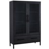 Chery Life 60'' Tall Display Cabinet with Tempered Glass Door, Two Drawers, Modern Style Storage Cabinet for Living Room, Office & Study - 2 of 4