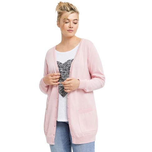 Ellos Women s Plus Size Boyfriend Cardigan L Pink Sherbert Target