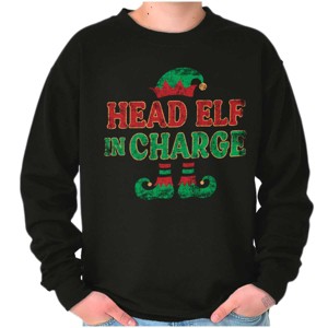 Xmas Christmas Head Elf In Charge Sweatshirt for Men or Women Brisco Brands - 1 of 4