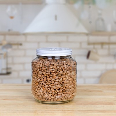 64oz Clear Glass Jar with White Plastic Lid for Pantry Storage