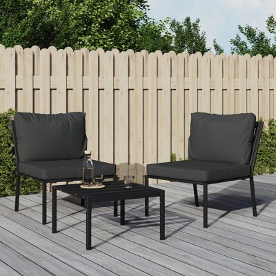 vidaXL Patio Chairs with Gray Cushions 2 pcs 23.6 in.x29.1 in.x31.1 in. Steel