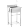 ROVSUN Stainless Steel Utility Sink with Faucet and Storage Shelf, 21.6"D x 19.6"W x 36.9"H, Freestanding Single Bowl Wash Basin for Restaurant - 2 of 4