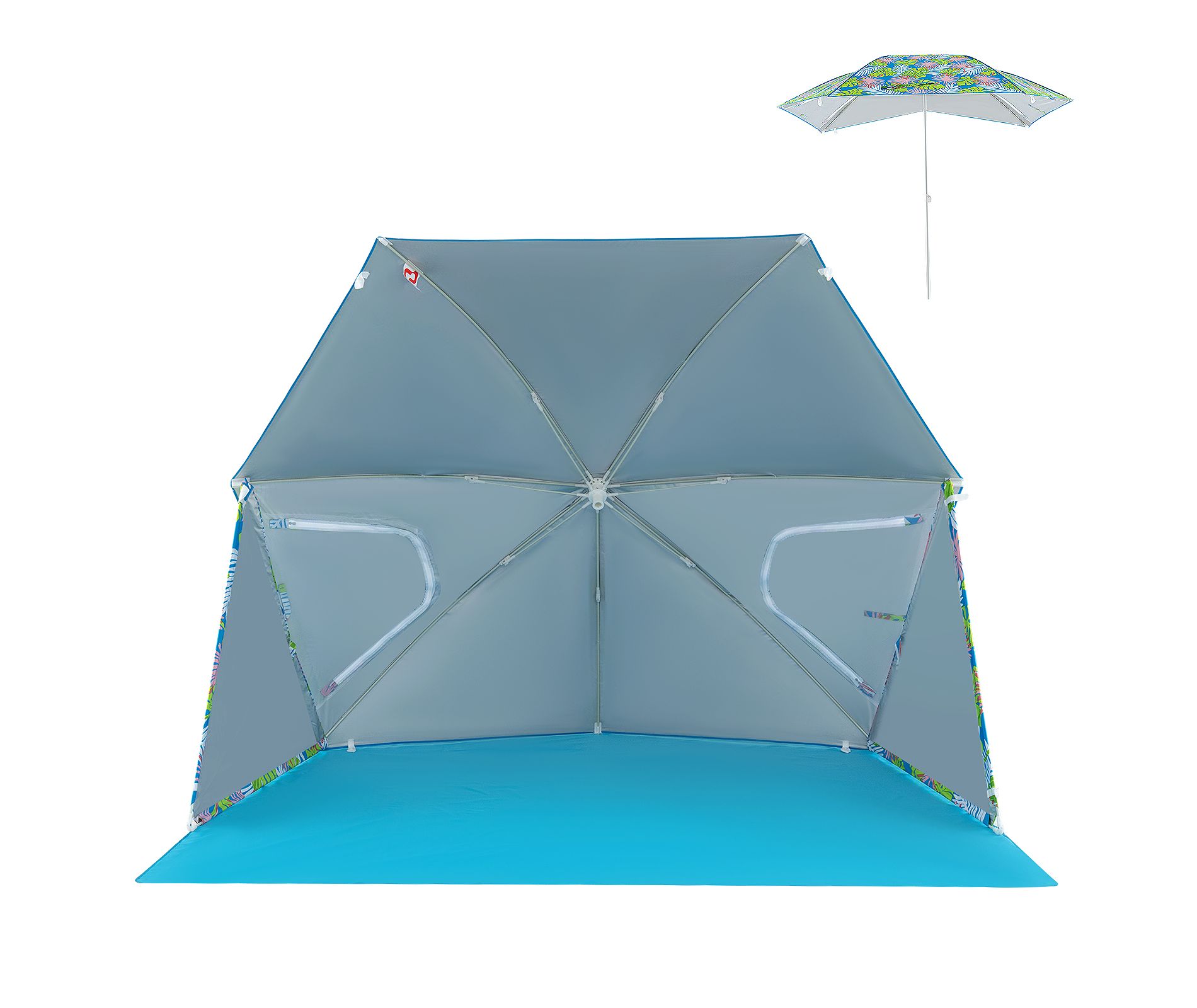 Gymax Beach Umbrella Tent UPF50+ Sun Protection Pop up Sunshade Umbrella w/ Outdoor Sun Shelter Tent for Beach Camping Yard