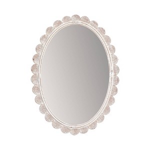 Brewster 30' Carai White Mirror: Oval, Farmhouse Style, No Assembly, MDF Frame, Wall Mount - 1 of 4