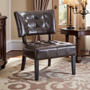 Blended Leather Tufted Oversized Accent Chair with Kiln-Dried Hardwood Frame - 1 of 4