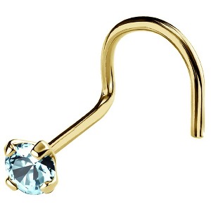 Jewelry Avalanche 22G 14K Gold Nose Screw Nose Stud with Aquamarine Gemstone - 1 of 2