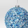 4" Christmas Chunkey Glitter Ball Ornament Dark Blue - Wondershop™ - 3 of 3
