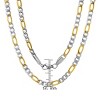 Steeltime 24" Men's two tone stainless steel figaro chain necklace. Color Option: Black, Gold - 3 of 4