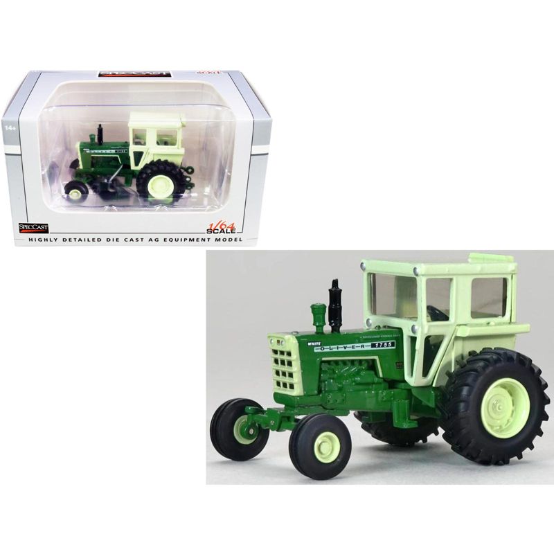 Oliver 1755 Tractor with Cab Dark Green with Light Green Top 1/64 Diecast Model by SpecCast, 1 of 4