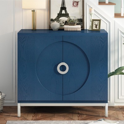 Whisen Modern Sideboard with Solid Wood Veneer and Metal Leg Frame for Living Room, Entryway, Dining Room