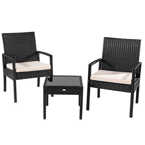 Tangkula 3 Pieces Patio Set Outdoor Wicker Rattan Furniture W Cushions Target - Tangkula 3 Piece Patio Furniture Assembly Instructions