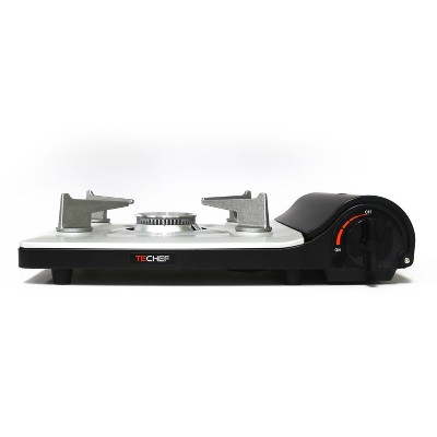 Compact Black and Silver Portable Gas Stove with Single Burner