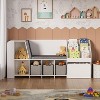 PAKASEPT 70.9” Kids Reading Nook with Cushioned Toy Storage Bench and Chalkboard, Bookshelf, Toy Organizer for Boys & Girls - 4 of 4