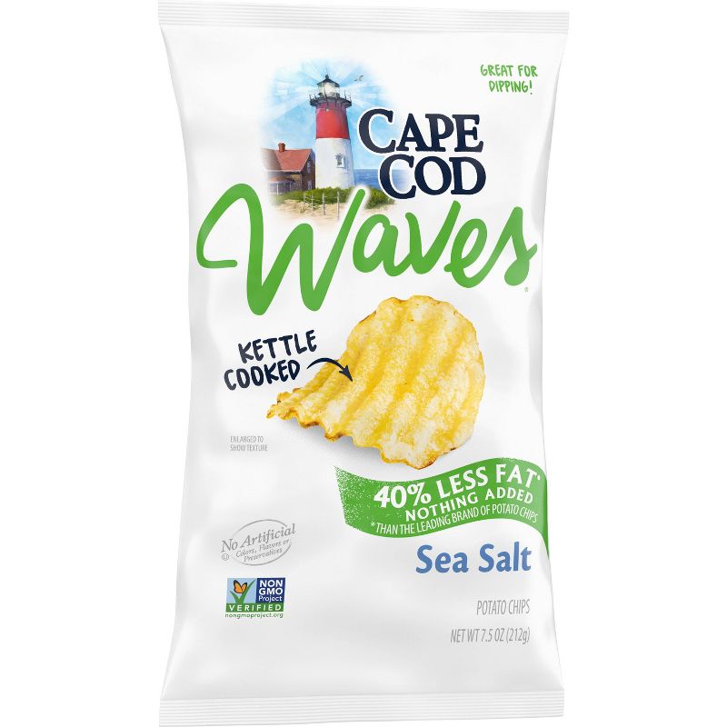 Cape Cod Potato Chips Wavy Cut Less Fat Sea Salt Kettle Chips - 7.5oz, 5 of 7