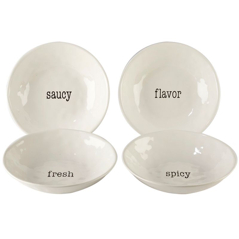 Certified International It's Just Words Ceramic Pasta Bowls 40oz White - Set of 4, 1 of 3