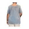 Women's Chambray Short Sleeve Pop Over Top - Plus - On The Plus Side - 2 of 4