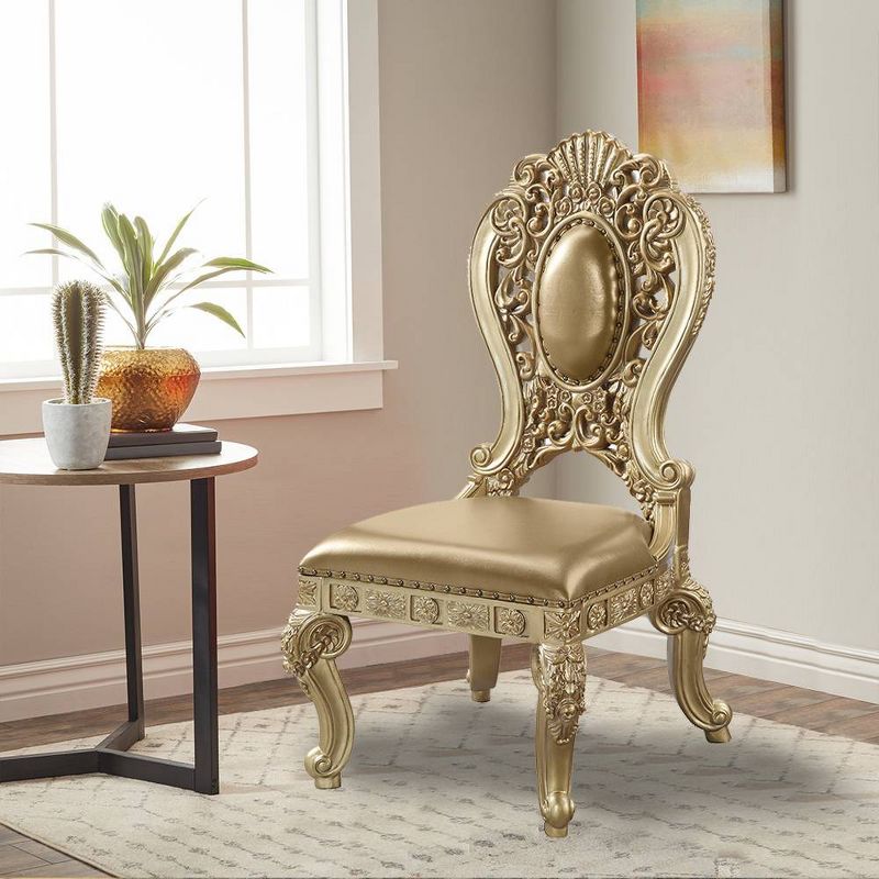 Set of 2 27&#34; Seville PU Dining Chairs Gold Finish - Acme Furniture, 1 of 7