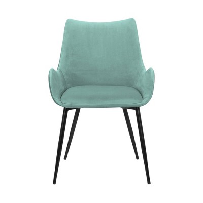 Teal High-Back Upholstered Arm Chair with Gold Metal Legs