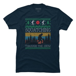 Men's Design By Humans Christmas Retro Sasquatch Vintage Bigfoot Ugly Christmas Sweater By pahari T-Shirt - 1 of 4