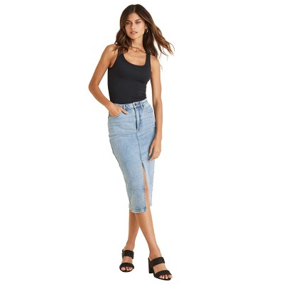 VENUS Womens Denim Midi Skirt