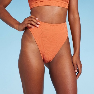 Women's High Waist Extra Cheeky High Leg Jacquard Bikini Bottom - Shade &  Shore™ Orange : Target