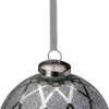 Northlight Argyle Glittered Christmas Glass Ball Ornament - 4" - Silver - 4 of 4