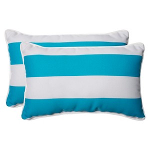 Pillow Perfect Cabana Stripe Outdoor 2-Piece Lumbar Throw Pillow Set - Blue, Blue White