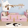 BABYYER Twin Size Bed Frame with Storage Drawers, Solid Wood Platform Bed with Guardrail, Small Shelf and Hooks for Girls and Boys - 2 of 4