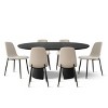 Extendable Dining Table Set for 6, Black Oval Pedestal Table with Upholstered Metal Leg Chairs for Kitchen or Dining Room-Tanpinhause - 4 of 4