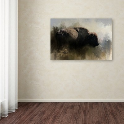 Abstract American Bison Canvas Art in Neutral Tones