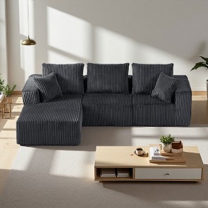 104" Corduroy Modular 4-Seater L-Shaped Sectional Sofa, Deep Seat - 1 of 2