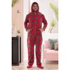 ADR Men's Plush Fleece One Piece Hooded Footed Zipper Pajamas Set, Soft Adult Jumpsuit PJs with Hood - 2 of 4