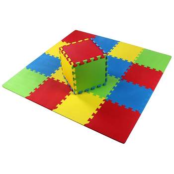 BalanceFrom 0.4 Inch Thick Large Non Slip Interlocking EVA Foam Puzzle Home Floor Play Mat Set w/ Edges & 36 Tiles in 9 Colors, Covers 36 Square Feet
