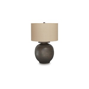 Signature Design by Ashley Carlenbury Metal Table Lamp, Antique Brown Finish, 29" Height, Drum Shade - 1 of 4